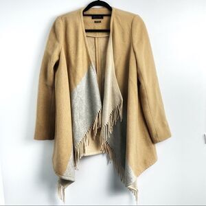 Massimo Dutti wool blend fringe poncho